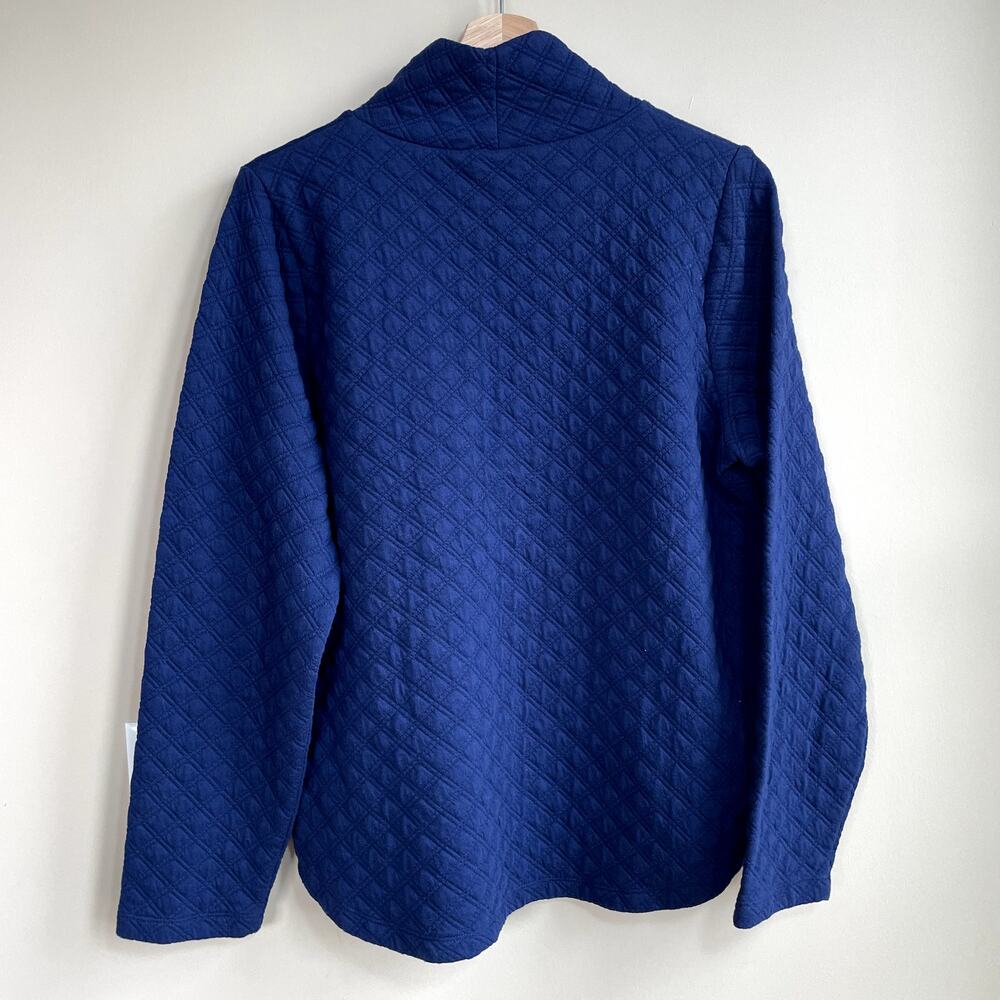 J.Crew quilted turtleneck sweater women's size medium royal blue thick sweater - Picture 7 of 7